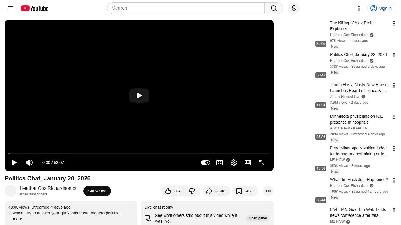 Politics Chat, January 20, 2026 - YouTube